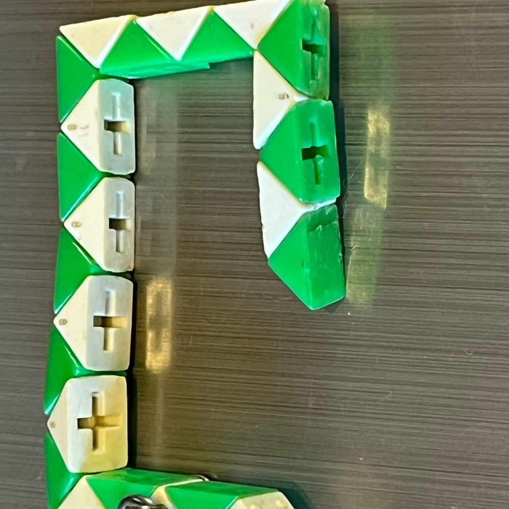 Vintage Green and White Snake Puzzle Toy mini keychain
